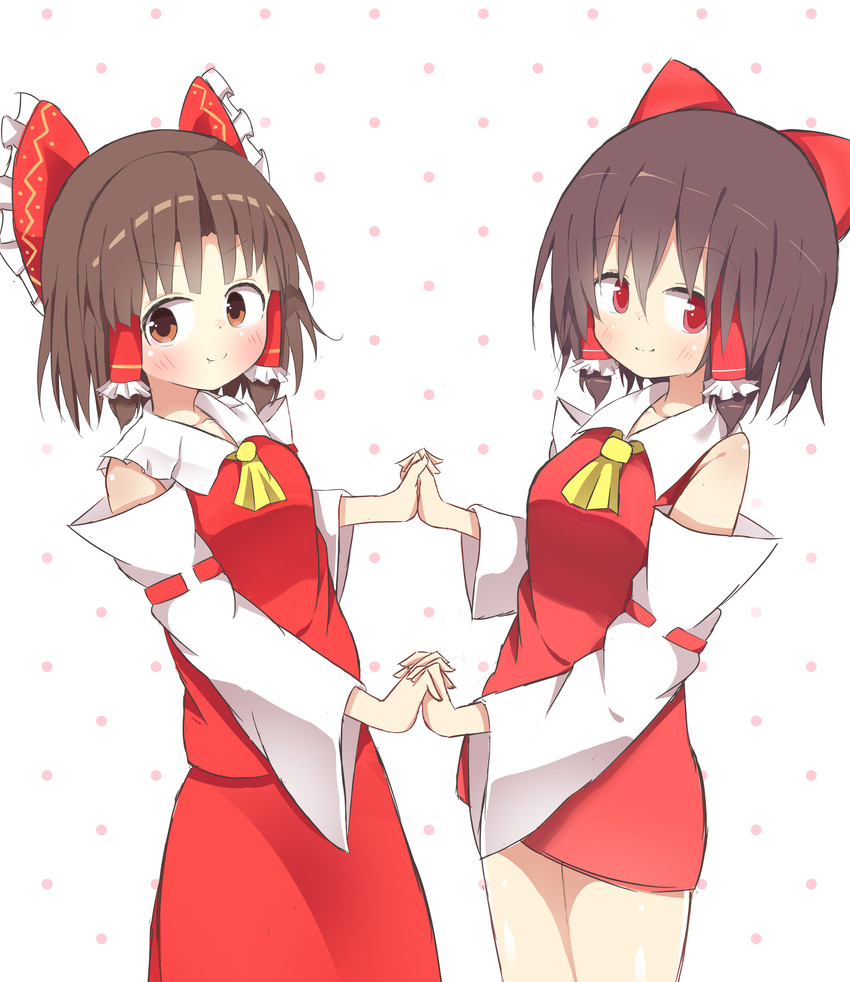 hakurei reimu, benikurage, and reu (touhou and 1 more) drawn by akabeco