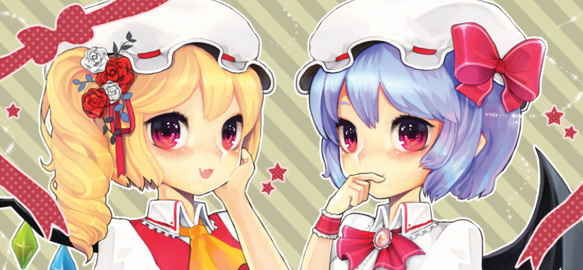 remilia scarlet and flandre scarlet (touhou) drawn by rhea_(156latte)