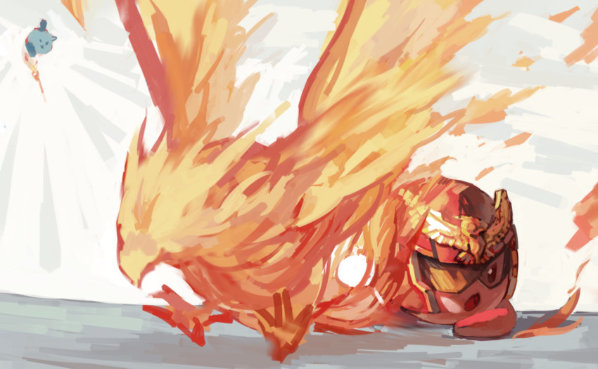 kirby and captain falcon (kirby and 2 more) drawn by burari