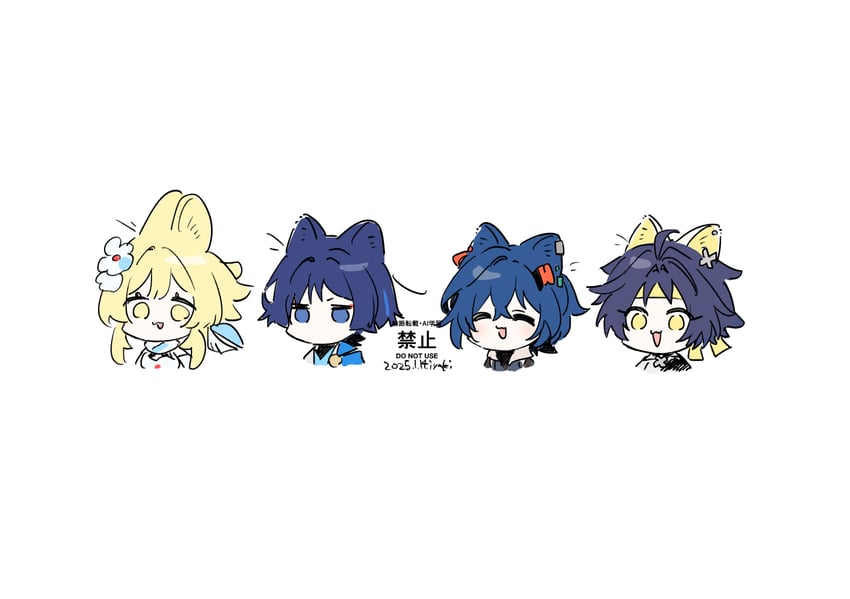 lumine, scaramouche, wanderer, belle, asaba harumasa, and 1 more (genshin impact and 2 more) drawn by hoht_yeah