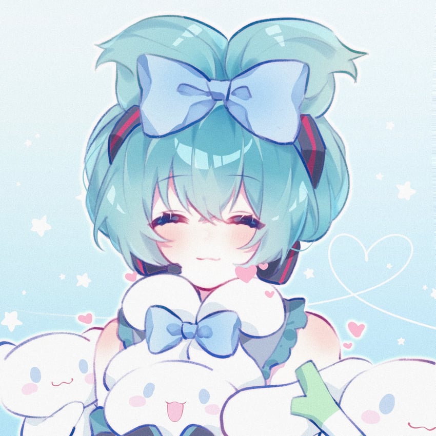 hatsune miku, cinnamoroll, and cinnamiku (vocaloid and 2 more) drawn by hezi_(measukivov)