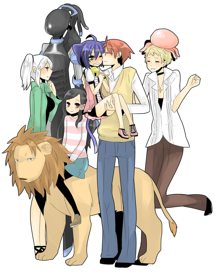 midarezaki kyouka, midarezaki gekka, midarezaki chika, midarezaki yuuka, midarezaki ouka, and 3 more (kyouran kazoku nikki) drawn by minami_(betty)