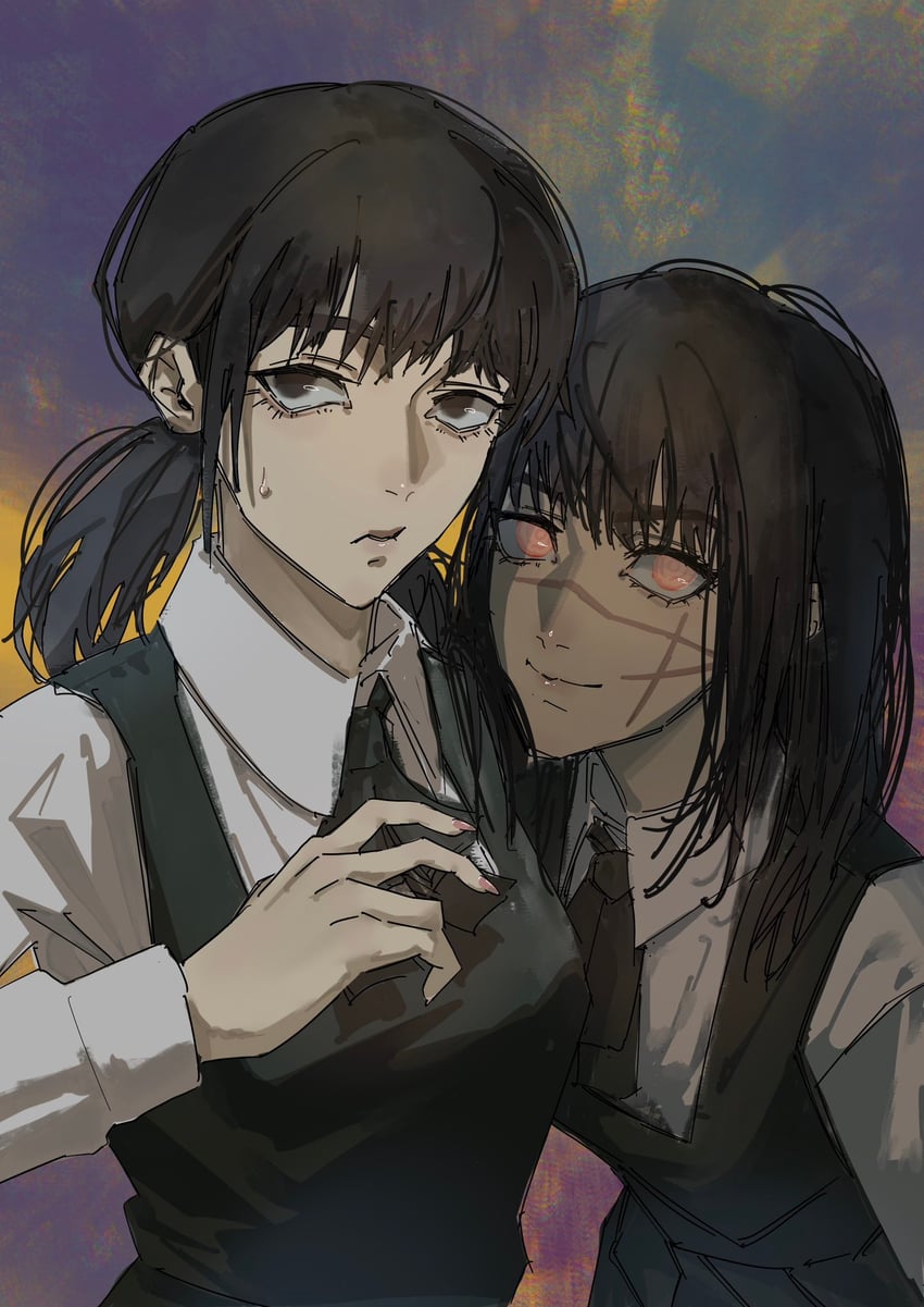 yoru and mitaka asa (chainsaw man) drawn by cheshire_nek