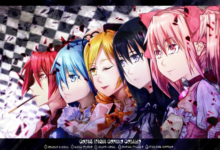 akemi homura, kaname madoka, miki sayaka, sakura kyoko, and tomoe mami (mahou shoujo madoka magica) drawn by asuke_yuki