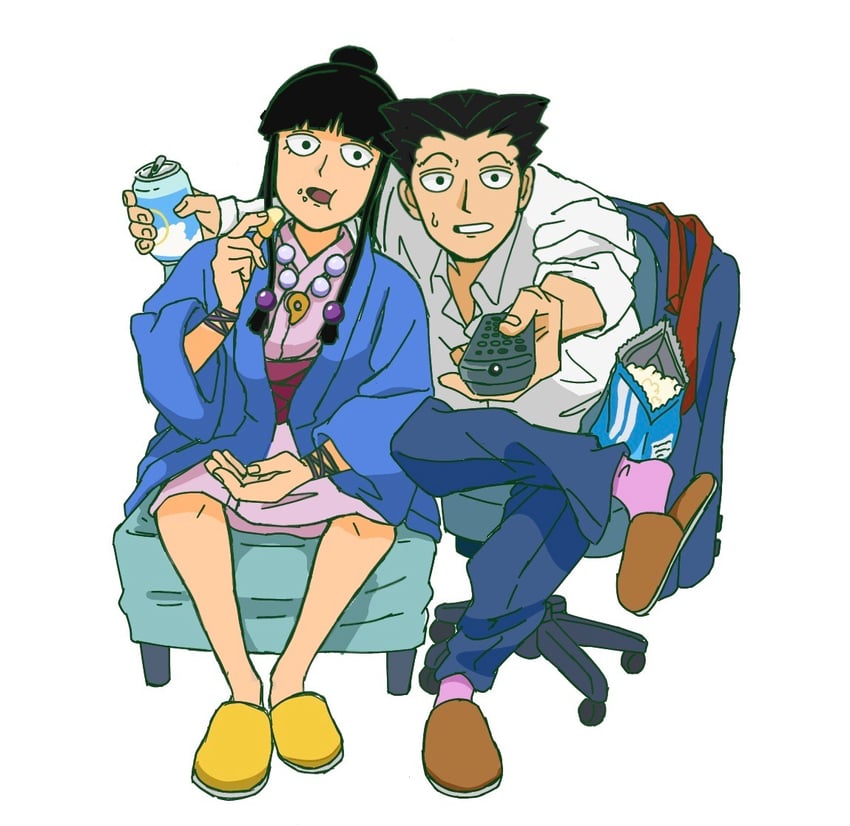 phoenix wright and maya fey (ace attorney and 1 more) drawn by souppunch
