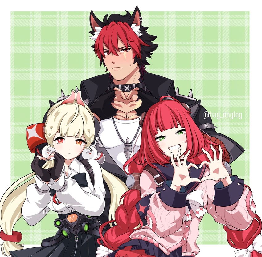 alice thymefield, ukinami yuzuha, and komano manato (zenless zone zero) drawn by hag_imglog