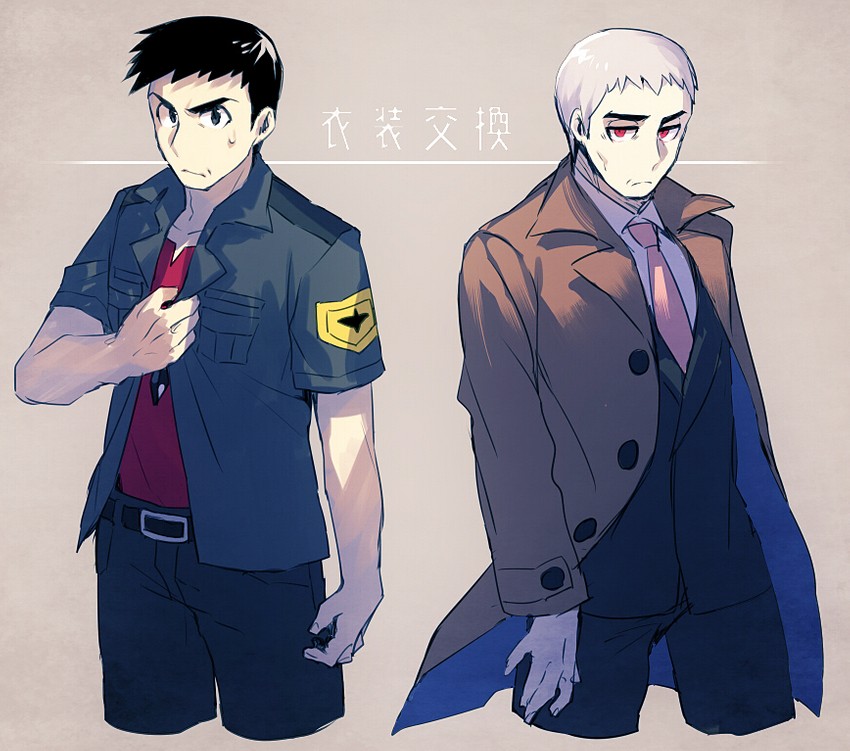 nanu and looker (pokemon and 2 more) drawn by hozu_(hozumi)
