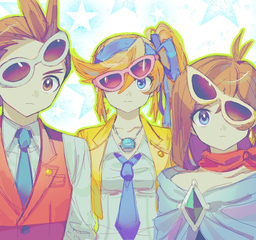 apollo justice, trucy wright, and athena cykes (ace attorney) drawn by wktmqtj