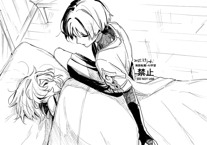 lumine, scaramouche, and wanderer (genshin impact) drawn by hoht_yeah