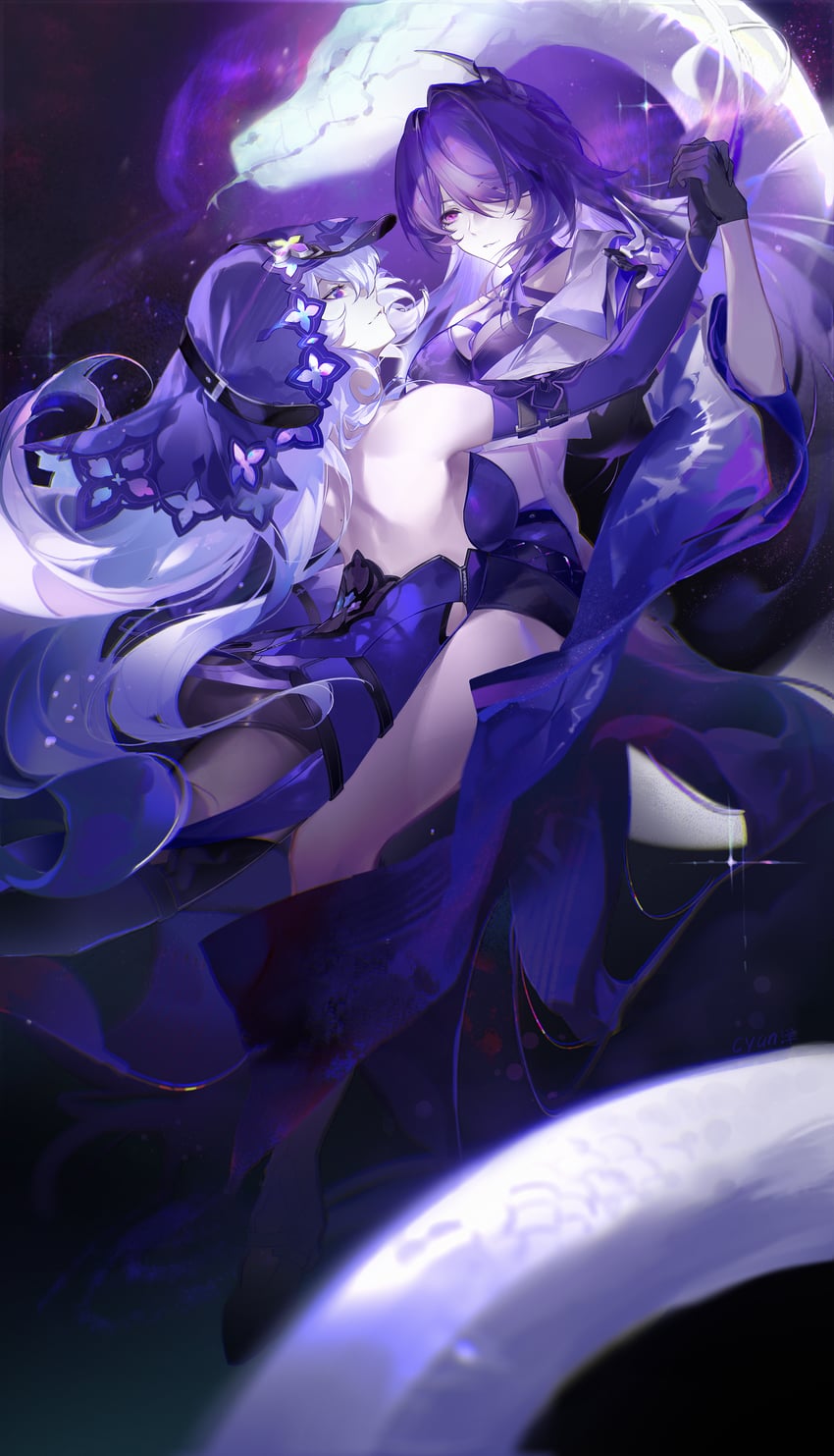 acheron and black swan (honkai and 1 more) drawn by cyan_yang