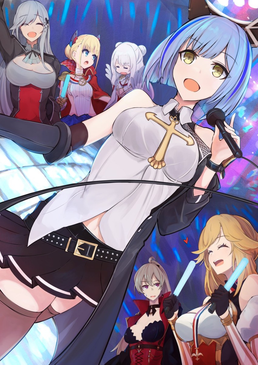le malin, jean bart, richelieu, dunkerque, gascogne, and 1 more (azur lane) drawn by marshall_k