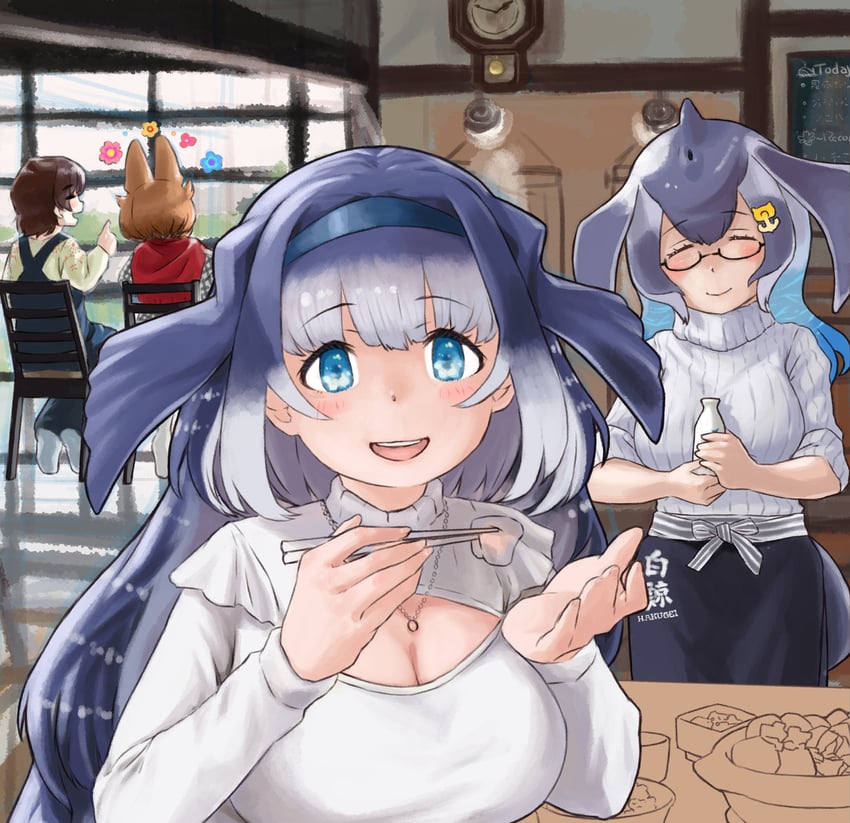captain, dhole, blue whale, and steller's sea cow (kemono friends and 1 more) drawn by toriny