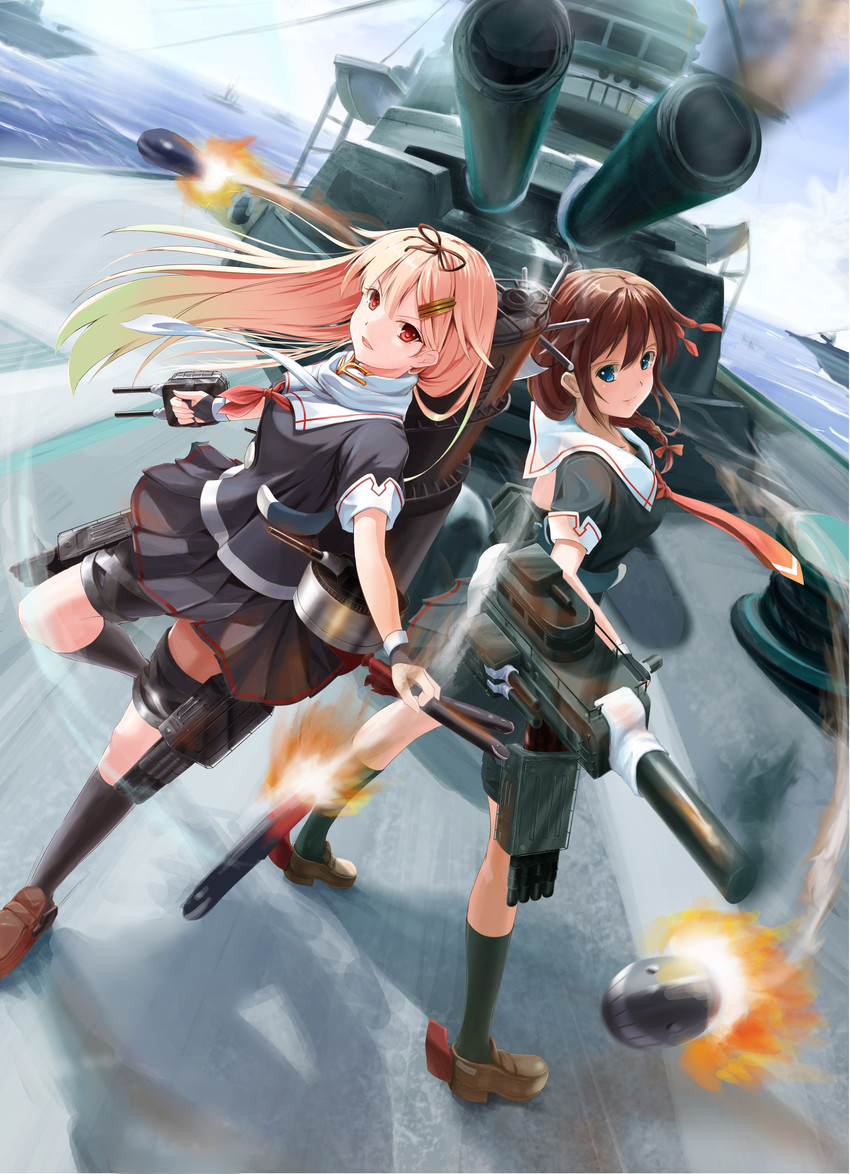 shigure, yuudachi, shigure kai ni, and yuudachi kai ni (kantai collection) drawn by kyaro_(kyaro54)