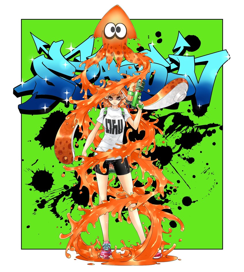 inkling player character, inkling girl, and kaori (splatoon and 1 more) drawn by cai-man