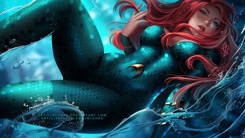 mera (dc comics and 1 more) drawn by olchas