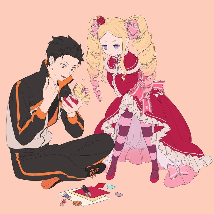 natsuki subaru and beatrice (re:zero kara hajimeru isekai seikatsu) drawn by fndlwm_re