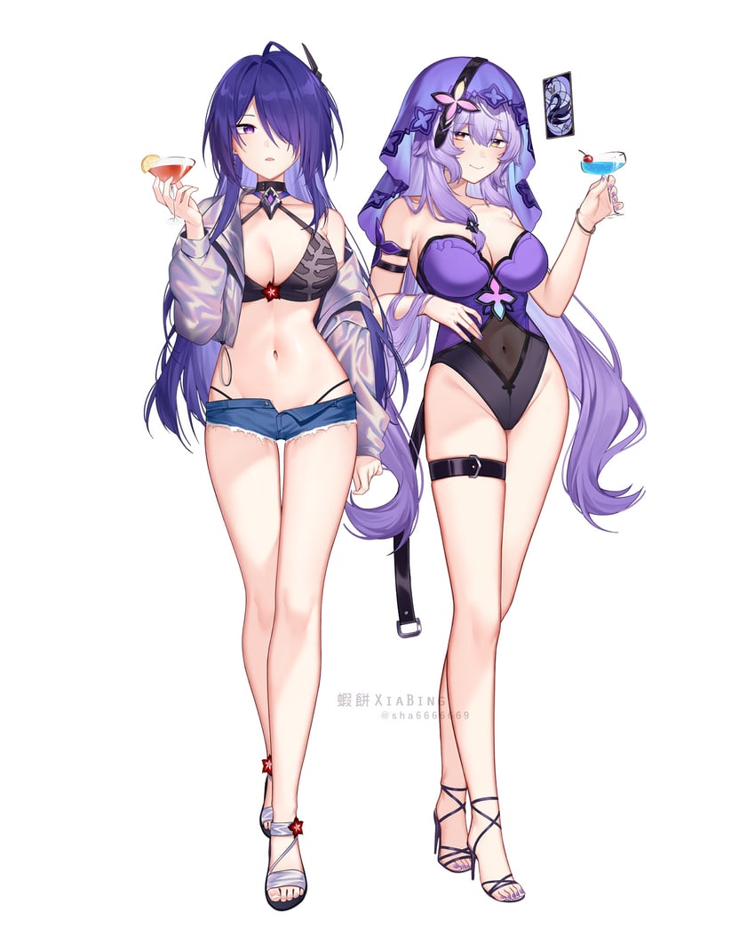 acheron and black swan (honkai and 1 more) drawn by shrimp_cake