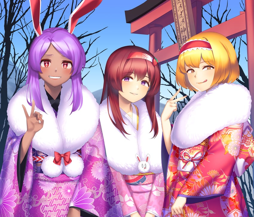 alice margatroid, reisen udongein inaba, ichigo, hinase, hisui, and 1 more (touhou and 1 more) drawn by tarmo