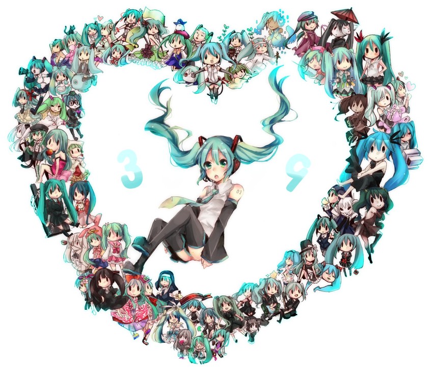 hatsune miku, hachune miku, aimaina, and shiteyan'yo (vocaloid and 50 more) drawn by ikeuchi_tanuma
