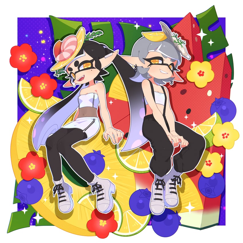 callie and marie (splatoon and 1 more) drawn by surume01417