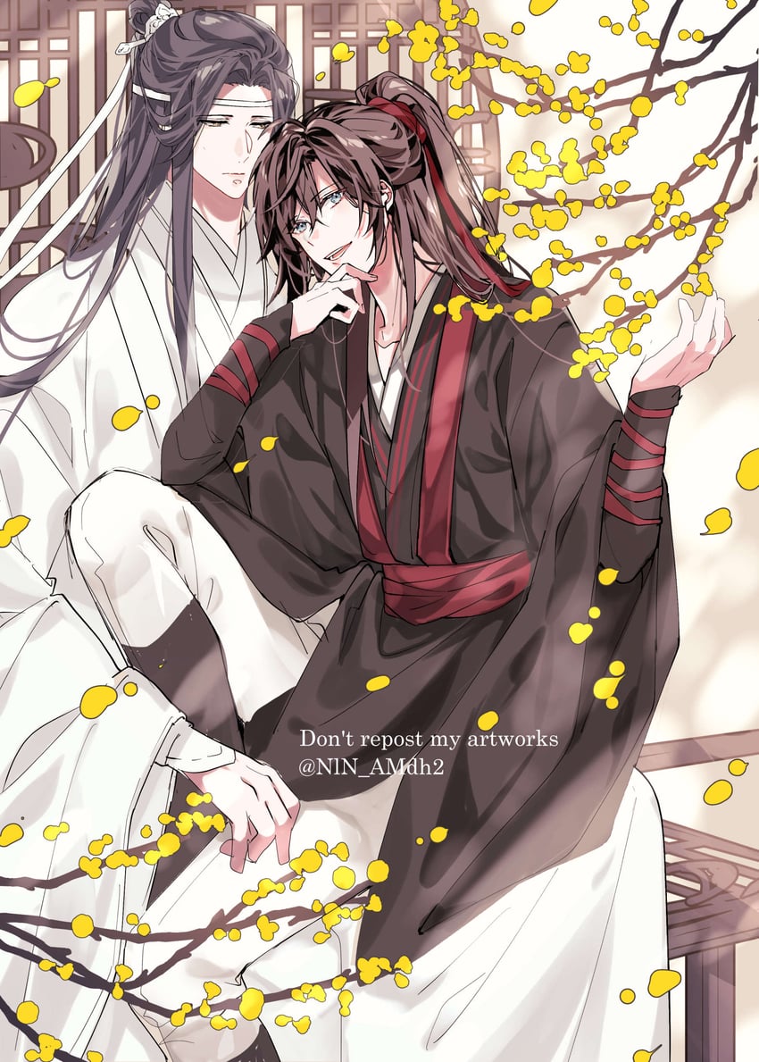 wei wuxian and lan wangji (modao zushi) drawn by hyottokoane