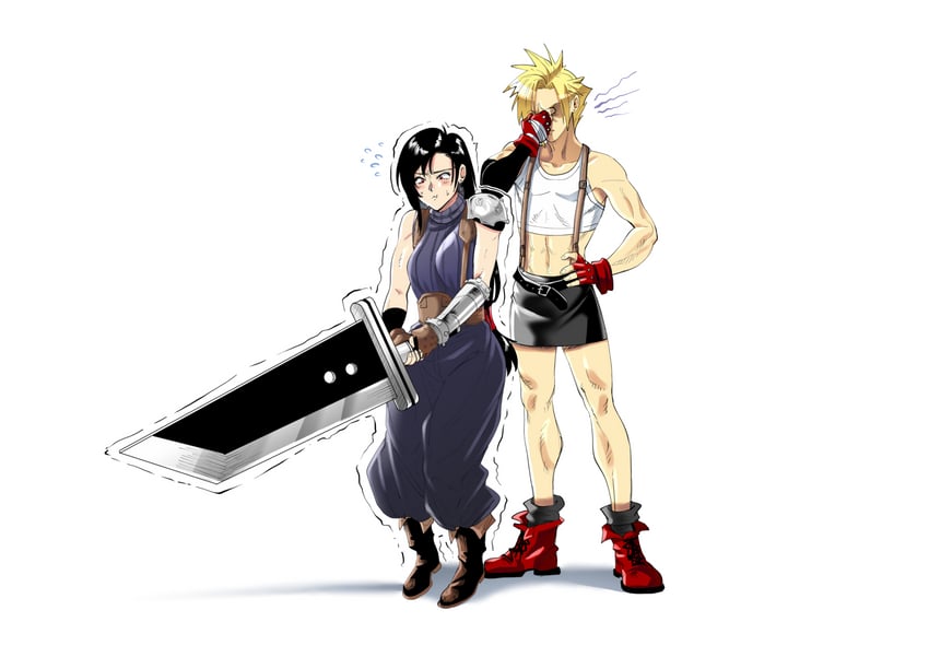 tifa lockhart and cloud strife (final fantasy and 1 more) drawn by aarokira