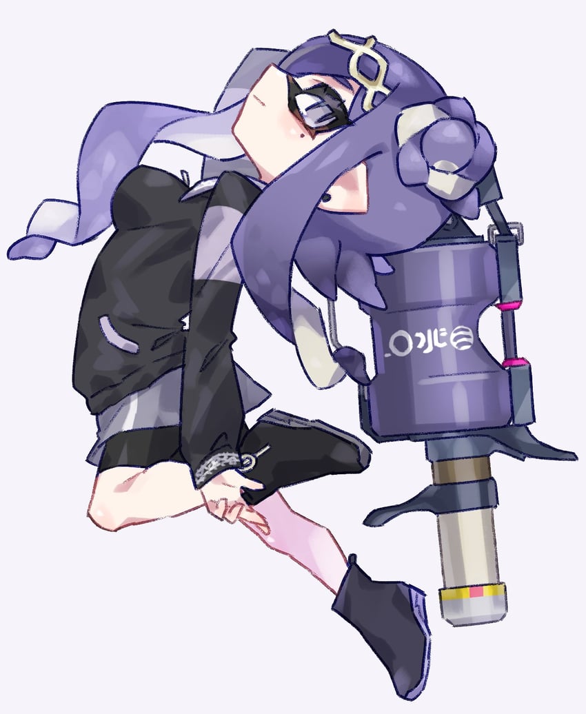 inkling player character and inkling girl (splatoon and 1 more) drawn by bazumi