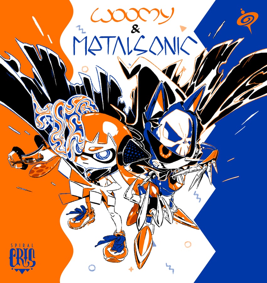 inkling player character, inkling girl, agent 3, and metal sonic (splatoon and 1 more) drawn by spiral_cris