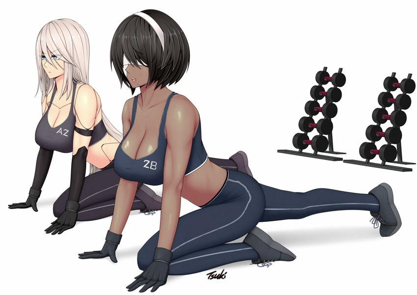 a2 and 2p (nier and 1 more) drawn by ryu_seung