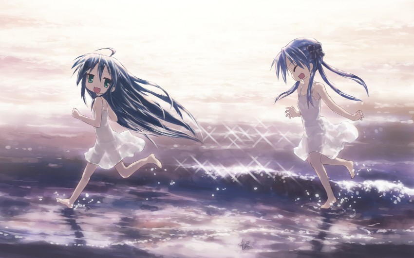 hiiragi kagami and izumi konata (lucky star) drawn by isou_nagi