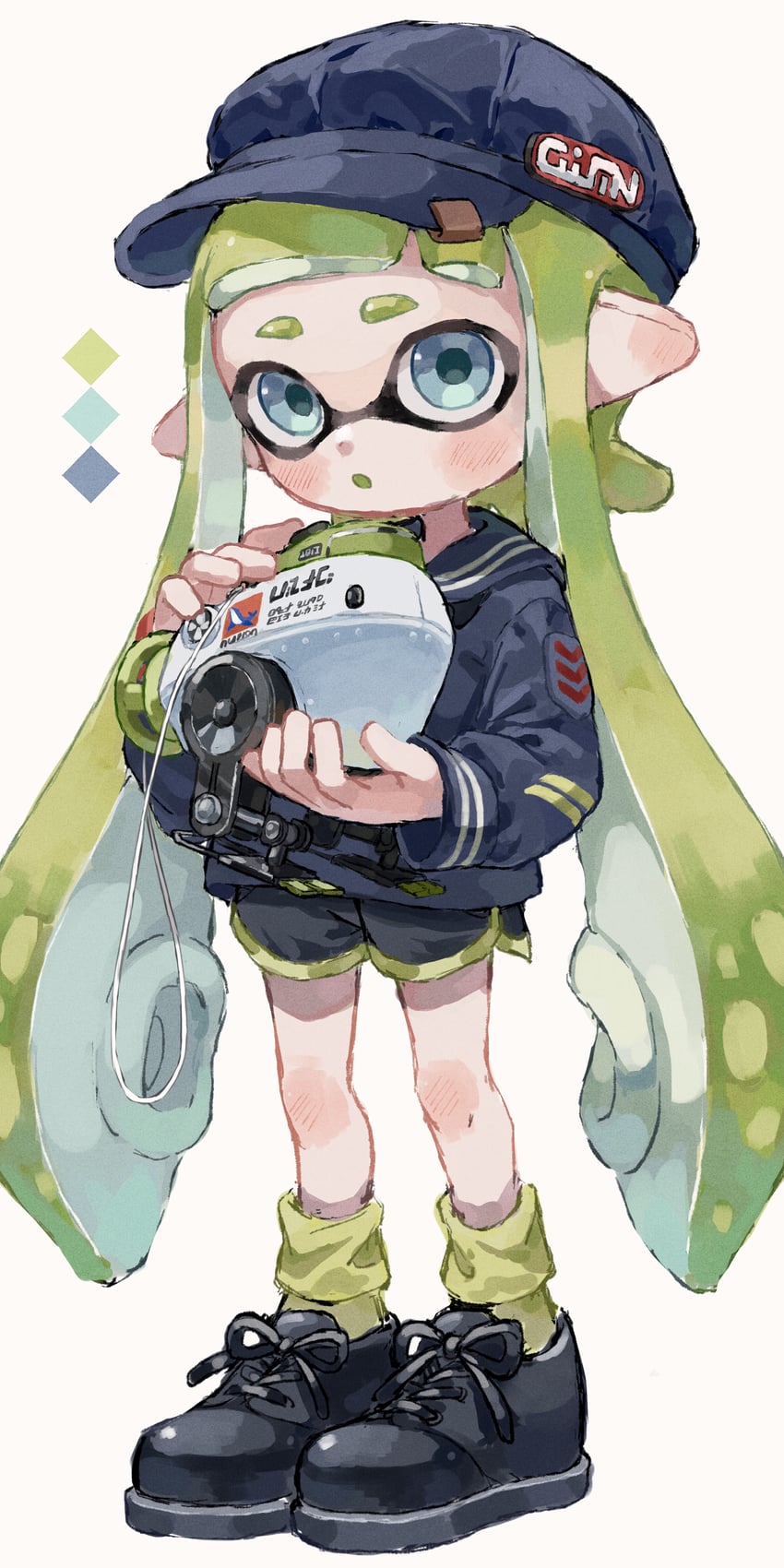 inkling player character and inkling girl (splatoon and 1 more) drawn by myon_rio
