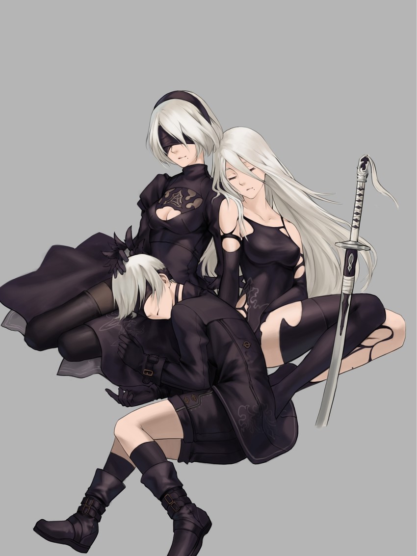 2b, 9s, and a2 (nier and 1 more) drawn by yu_xiang_qiezi