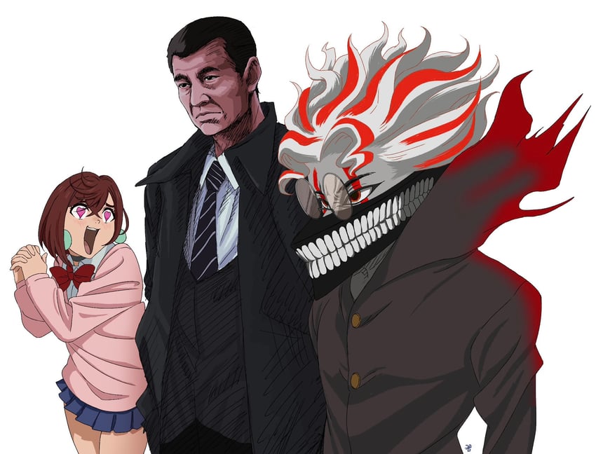 ayase momo and takakura ken (dandadan) drawn by waribashi_hhh
