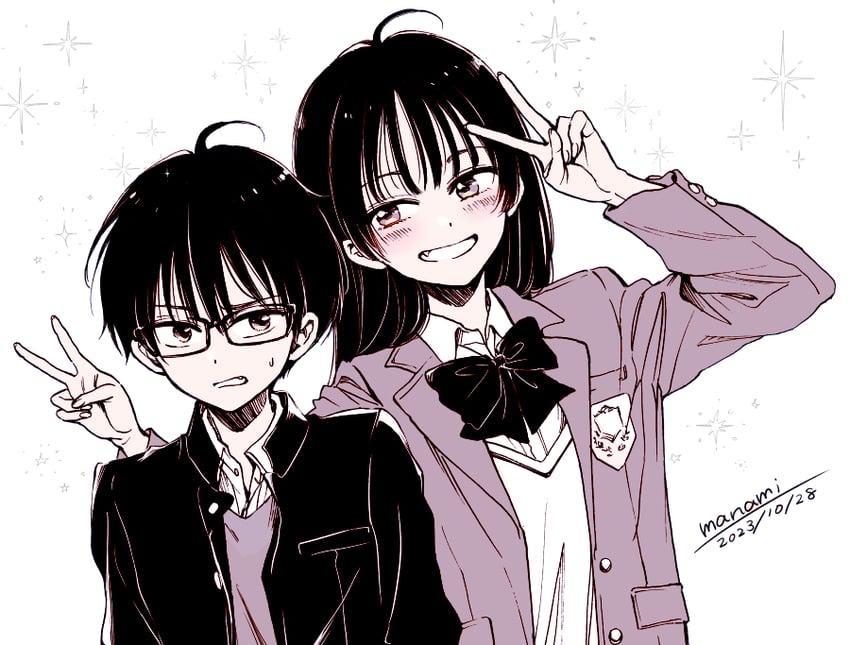 hotaka koichi and hotaka marimo (majo wa mangetsu ni saku) drawn by sugano_manami