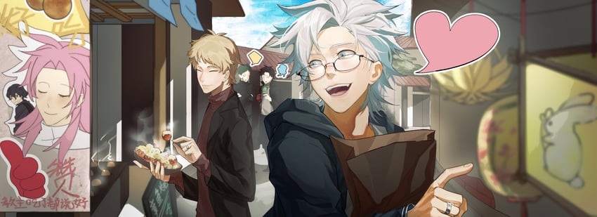 hatsutori hajime, utsugi noriyuki, atou haruki, harada minoru, kanou aogu, and 1 more (saibou shinkyoku) drawn by dbhid