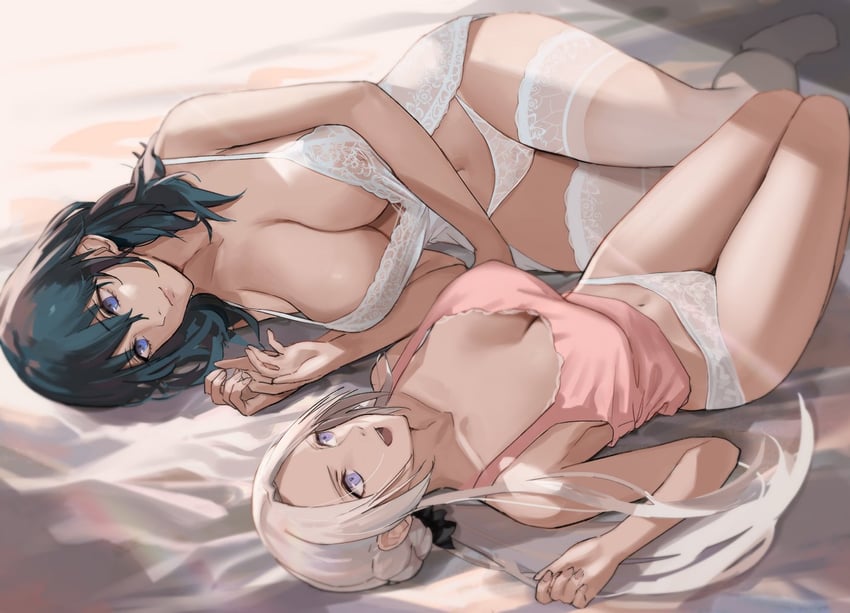female byleth and edelgard von hresvelg (fire emblem and 2 more) drawn by j@ck