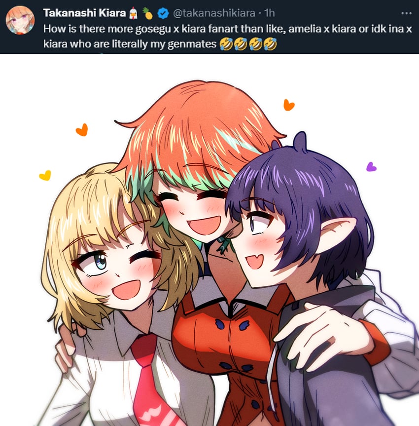 ninomae ina'nis, takanashi kiara, and watson amelia (hololive and 2 more) drawn by ddolbang
