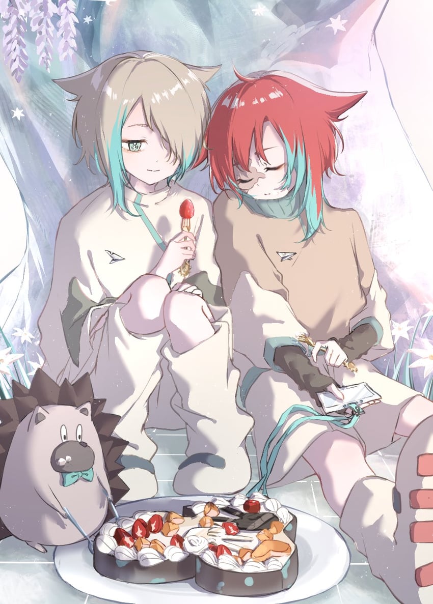nira-chan, uniguri, and rani (zutto mayonaka de ii no ni and 1 more) drawn by meso_potamia