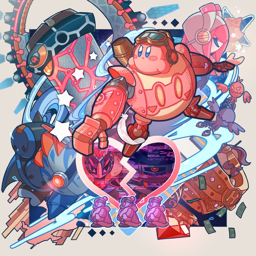 kirby, king dedede, susie, dark matter, queen sectonia, and 5 more (kirby and 1 more) drawn by glef_life