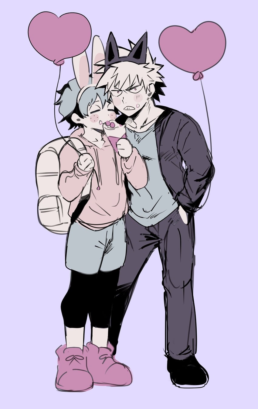 midoriya izuku and bakugou katsuki (boku no hero academia) drawn by nugunasutu