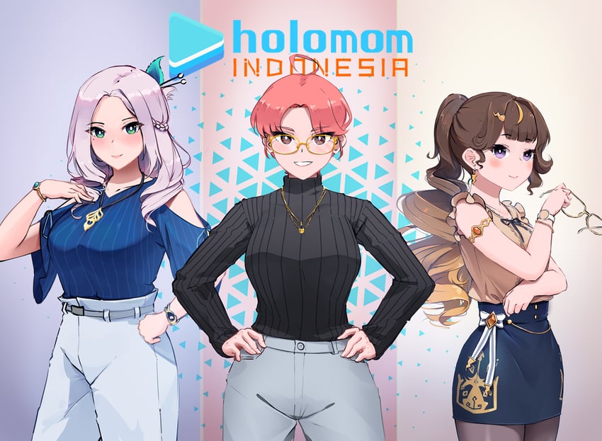 pavolia reine, anya melfissa, and mama lillie (hololive and 1 more) drawn by fian_f.n