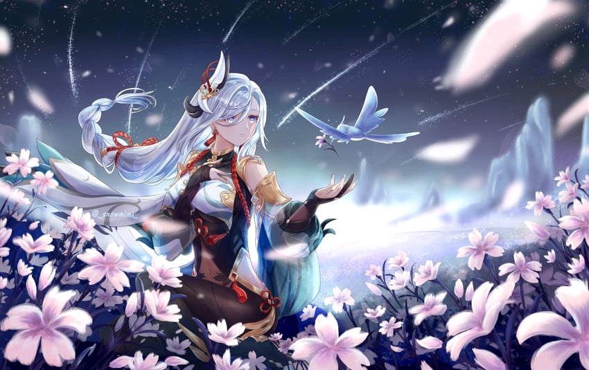 shenhe (genshin impact) drawn by snow_(snowmimi)