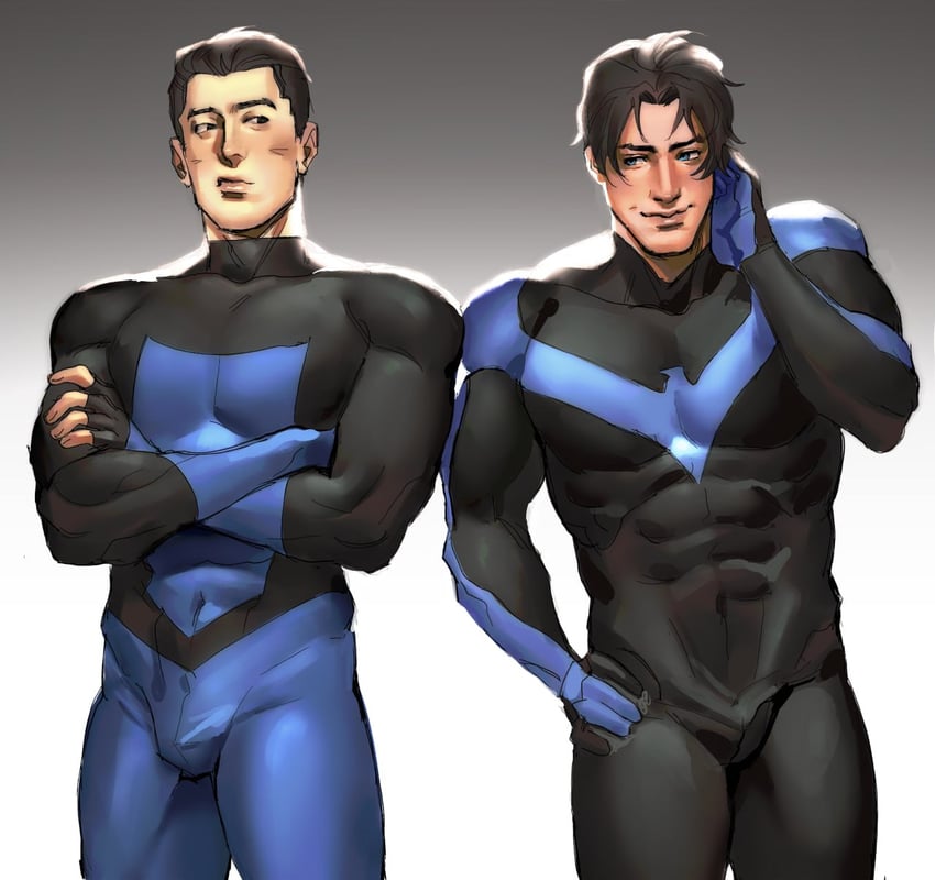 dick grayson, nightwing, and mark grayson (dc comics and 2 more) drawn by orbuz228