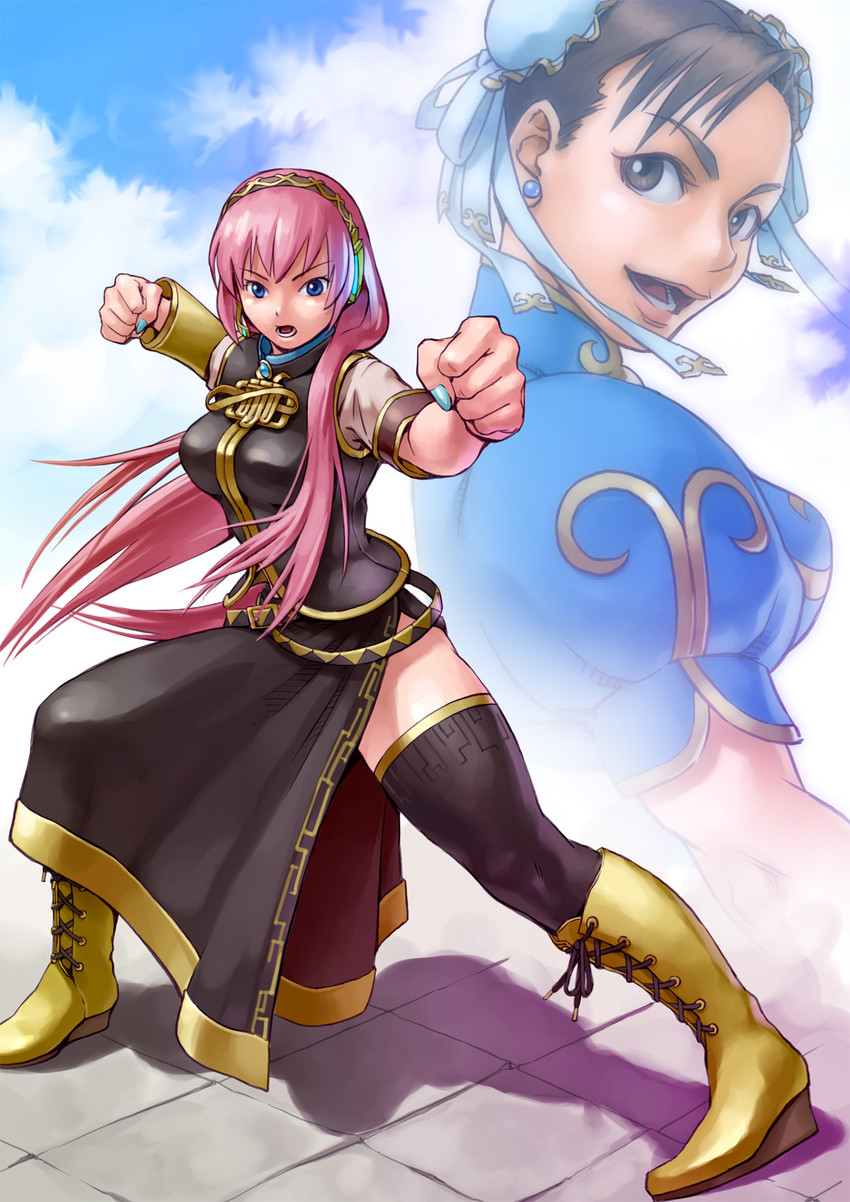megurine luka and chun-li (vocaloid and 1 more) drawn by simulex