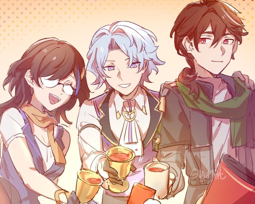 pom-pom, tiernan, mikhail, and razalina (honkai and 1 more) drawn by yuuz123