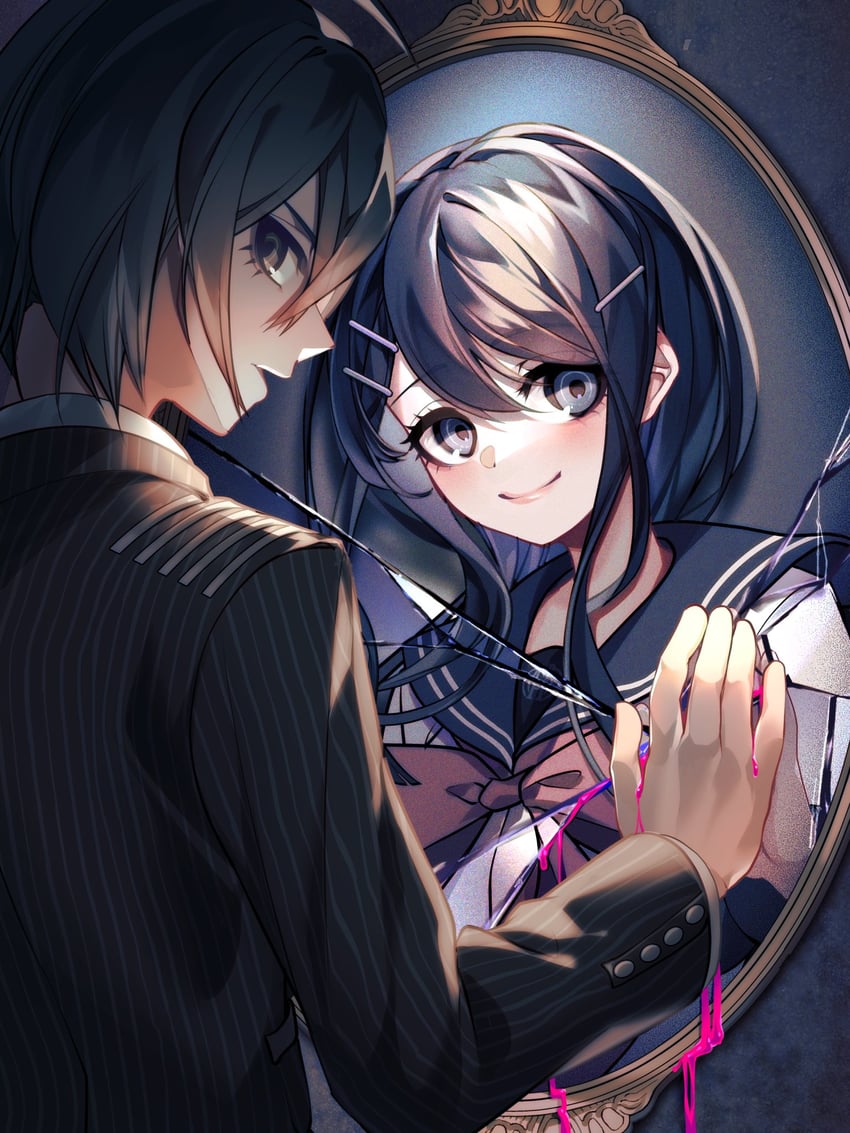 saihara shuichi and maizono sayaka (danganronpa and 2 more) drawn by nota_sayaka