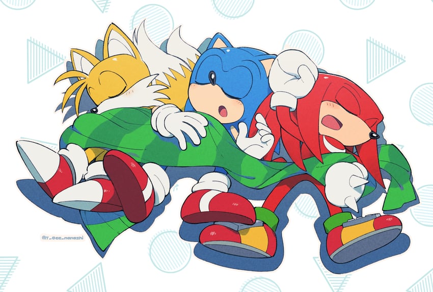 sonic the hedgehog, tails, knuckles the echidna, classic sonic, classic tails, and 1 more (sonic and 1 more) drawn by show_chiku-by