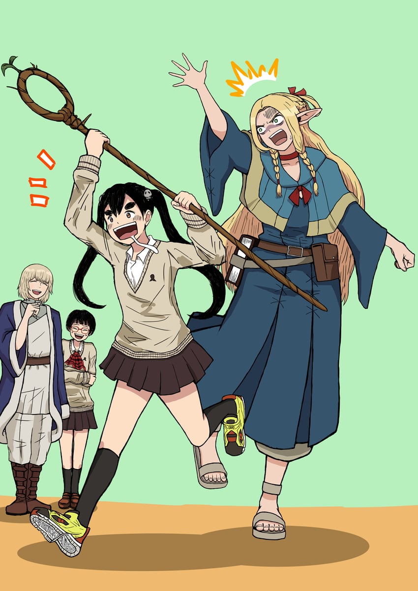 marcille donato, falin touden, nakagawa ouran, and koyama kadode (dungeon meshi and 1 more) drawn by modellista2