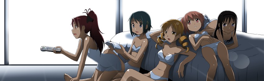 akemi homura, kaname madoka, miki sayaka, sakura kyoko, and tomoe mami (mahou shoujo madoka magica) drawn by takaya_n