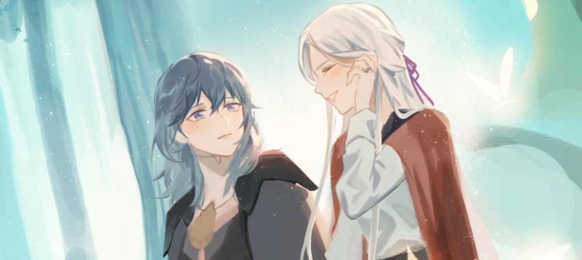 female byleth and edelgard von hresvelg (fire emblem and 1 more) drawn by mo_(ine_mao)